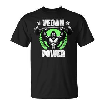 Vegan Power Gorillaegan Levantamiento De Pesas Citas Gimnasio Fitnes In Mangas Camiseta unisex - Regaloses