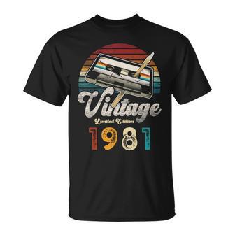 Vintage 1981 Cumpleaños 45 Años Cassette Lápiz Camiseta unisex - Regaloses
