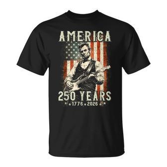 Vintage Abraham Lincoln Abe Lincoln Playing Guitar 250 Years T-Shirt | Mazezy