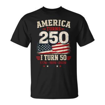 Vintage America Turns 250 I Turn 50 Patriotic 50Th Birthday T-Shirt - Monsterry UK