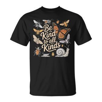 Vintage Be-Kind To All Kinds Bugs Entomology Entomologist T-Shirt - Thegiftio UK