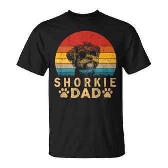 Vintage Cool Shorkie Dad Dog Lovers Paw Print Fathers Day T-Shirt - Monsterry UK