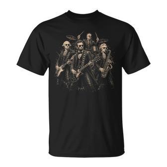 Vintage Founding Fathers Rock Band Presidents Playing Music T-Shirt - Thegiftio UK