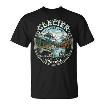 Vintage Glacier National Park Montana Scenic Wildlife Badge T-Shirt - Thegiftio UK