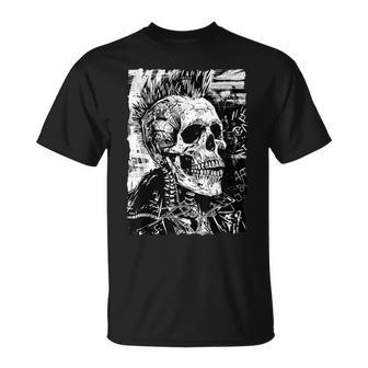 Vintage Graffiti Biker Rocker Skeleton Punk Horror Skull T-Shirt - Thegiftio UK
