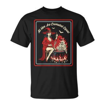 Vintage Horror Dark Humor Witch All Are Cremated Equal Tシャツ - Kawaiitshirt