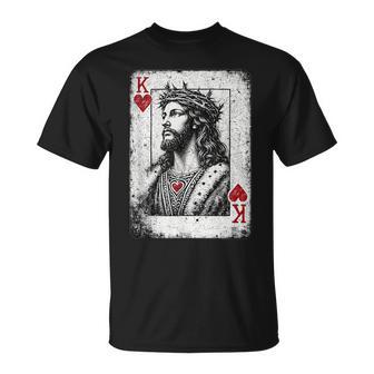 Vintage Jesus Christ King Of Hearts Christian Playing Card T-Shirt - Thegiftio