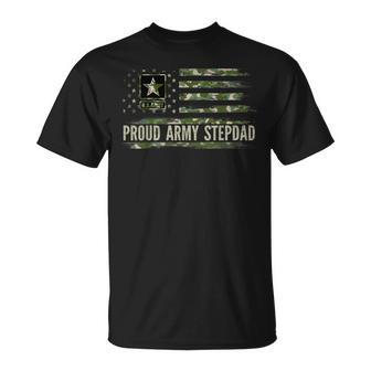 Vintage Proud Army Stepdad Camo American Flag Veteran T-Shirt - Thegiftio