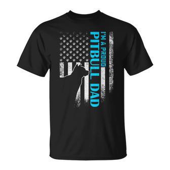 Vintage Usa American Flag I'm A Proud Pitbull Dad Pittie Dog T-Shirt - Monsterry