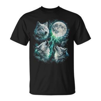 Vintage Wölfe Heulen Auf Dem Mond Retro Wolf Lover Lustig T-Shirt - Seseable