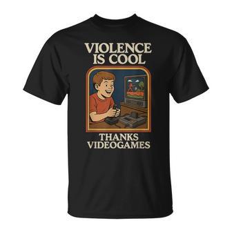 Violence Is Cool Thanks Jeuxidéotyle Rétro Drôle T-Shirt - Cadeauxyz
