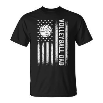 Volleyball Dad Usa Flag Father's Day T-Shirt - Monsterry