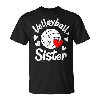 Volleyball Sister Heart Big Sister Little Cute Girls Brother T-Shirt - Monsterry