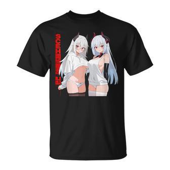 Waifu セクシー アニメ 女の子 メガネ 角 和風 Tシャツ - Kawaiitshirt
