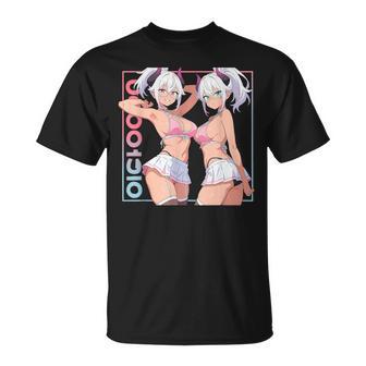 Waifu セクシー アニメ 女の子 角 ミニスカート 日本のレトロアート Tシャツ - Kawaiitshirt