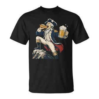 Washington's Freedom George Washington Hot Dog Beer T-Shirt - Monsterry