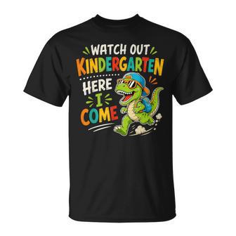 Watch Out Kindergarten Here I Come Dino First Day Of School T-Shirt - Thegiftio UK