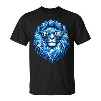 Wear Blue Autism Awareness Puzzle Lion Be Kind Boy Women T-Shirt | Seseable UK