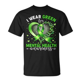 I Wear Green Mental Health Awareness Ribbon Dragonfly Hope T-Shirt - Monsterry