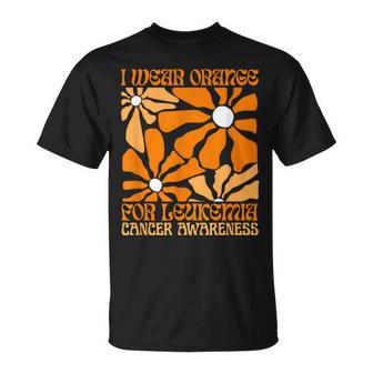 We Wear Orange Flower Support Leukemia Cancer Awareness T-Shirt - Thegiftio