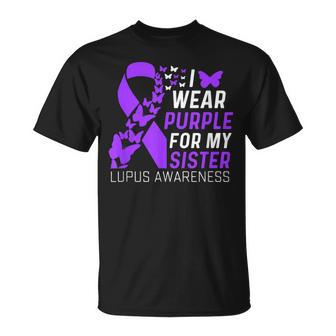 I Wear Purple For My Sister Lupus Awareness Purple Ribbons T-Shirt - Monsterry