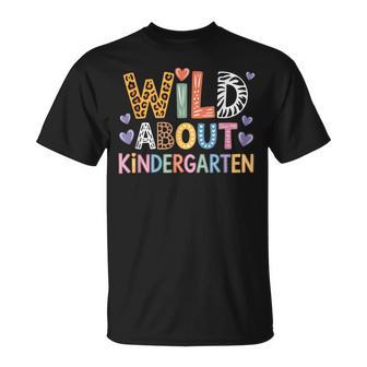 Wild About Kindergarten Teacher Leopard Print Safari Animal T-Shirt | Mazezy