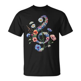 Wildflowers Treble Clef Flower Musical Note Music T-Shirt - Thegiftio UK