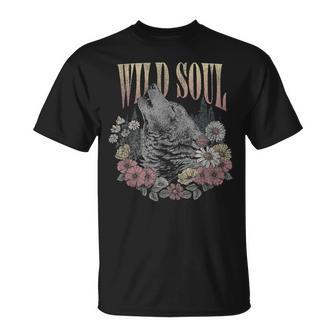 Wildoul Howling Wolf Among Flowers And Forest Tシャツ - Kawaiitshirt