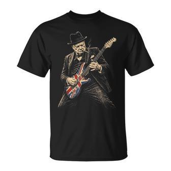 Winston Churchill Playing Guitar Rocker Humor Vintage T-Shirt | Mazezy