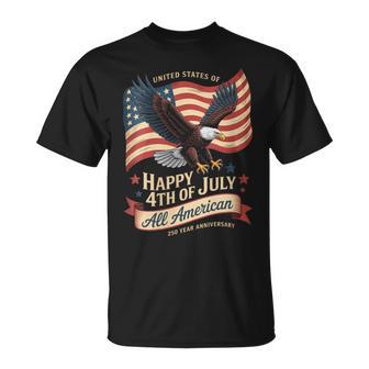 Women's 250Th Anniversary Of America Happy 4Th Of July American Flag T-Shirt - Thegiftio UK