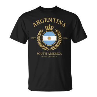 Women's Argentina Vintage Crest With Golden Crown And Laurel Wreath T-Shirt - Thegiftio UK