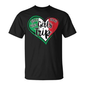 Women's Italy Girls Trip 2026 Heart Italia Group Matching Graphic T-Shirt - Monsterry