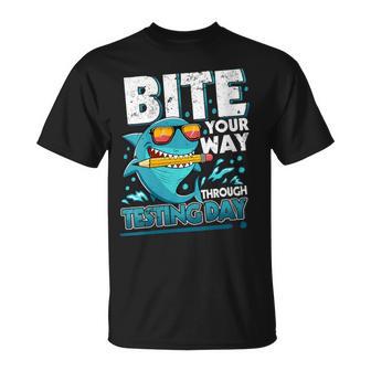 Women's Testing Day Teacher Shark Test Day Teacher T-Shirt - Thegiftio UK
