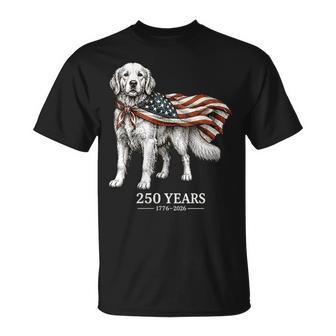 Women's Vintage Golden Retriever Patriotic Dog 250 Years 1776-2026 T-Shirt - Thegiftio UK