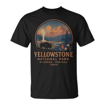 Yellowstone National Park Vintage Bison Geyser T-Shirt - Thegiftio UK
