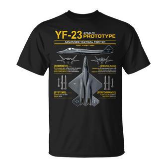 Yf-23 ステルス戦闘機 ミリタリー ジェット仕様 インフォグラフィック イエロー Tシャツ - Kawaiitshirt