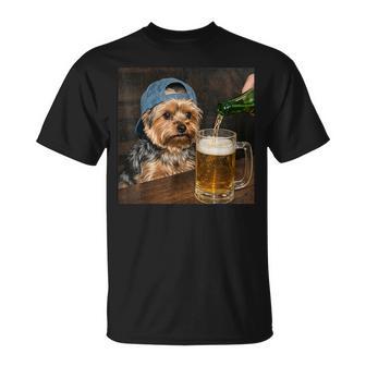 Yorkie Drinking Beer Dog Meme T-Shirt | Mazezy