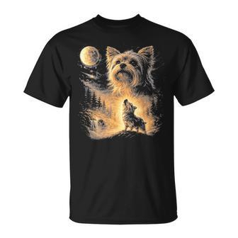 Yorkie Howling To The Moon Vintage T-Shirt | Mazezy