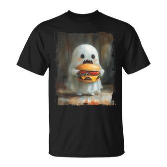かわいい ハンバーガー おばけ 食べる ハンバーガー ハロウィン 食べ物 恋人 Tシャツ - Kawaiitshirt