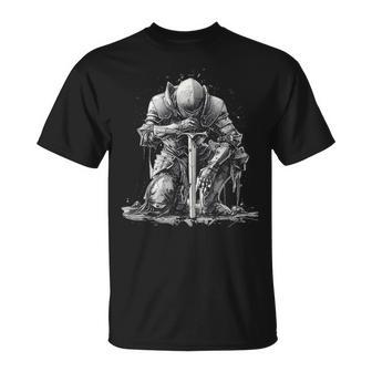 ひざまずくパラディンデザイン Tシャツ - Kawaiitshirt