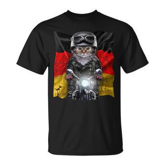 ぶち猫 ねこ バイク ドイツ Tシャツ - Kawaiitshirt