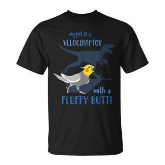 わたしのペットはふわふわお尻オカメインコの鳥を持ったベロキラプトル Tシャツ - Kawaiitshirt