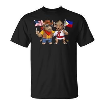 アメリカ・フィリピン国旗 誇り高いフィリピン系アメリカ人のルーツ フィリピン系アメリカ人の遺産 長袖tシャツ Tシャツ - Kawaiitshirt