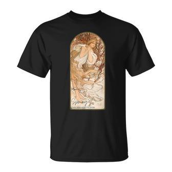 アルフォンス・マリア・ミュシャの季節 春 Tシャツ - Kawaiitshirt