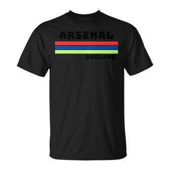 アーセナルレトロデザイン、レッド、ブルー、イエローのストライプ。 長袖tシャツ Tシャツ - Kawaiitshirt