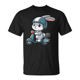 ウサギ スクーター ペット 面白い オートバイ Tシャツ - Kawaiitshirt