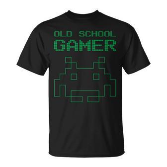 オールドビンテージスクールゲーマー-レトロスペースエイリアンインベーダー Tシャツ - Kawaiitshirt