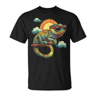 カメレオン 動物 グラフィック サングラス アートワーク カメレオン Tシャツ - Kawaiitshirt