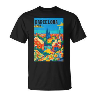 カラフル バルセロナ スペイン ガウディ公園 & サグラダファミリア 旅行 Tシャツ - Kawaiitshirt