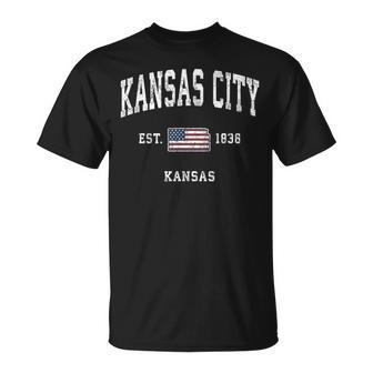 カンザスシティカンザスks ヴィンテージ アメリカ国旗 スポーツデザイン Tシャツ - Kawaiitshirt